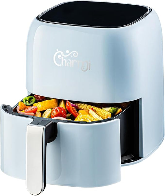 Charmi 5QT Air Fryer – Beautiful Retro Design, Stylish Countertop Look, Safe Auto Shutoff, Digital Touchscreen, 8 Cooking Presets, Digital Recipes Included (Pastel Blue)