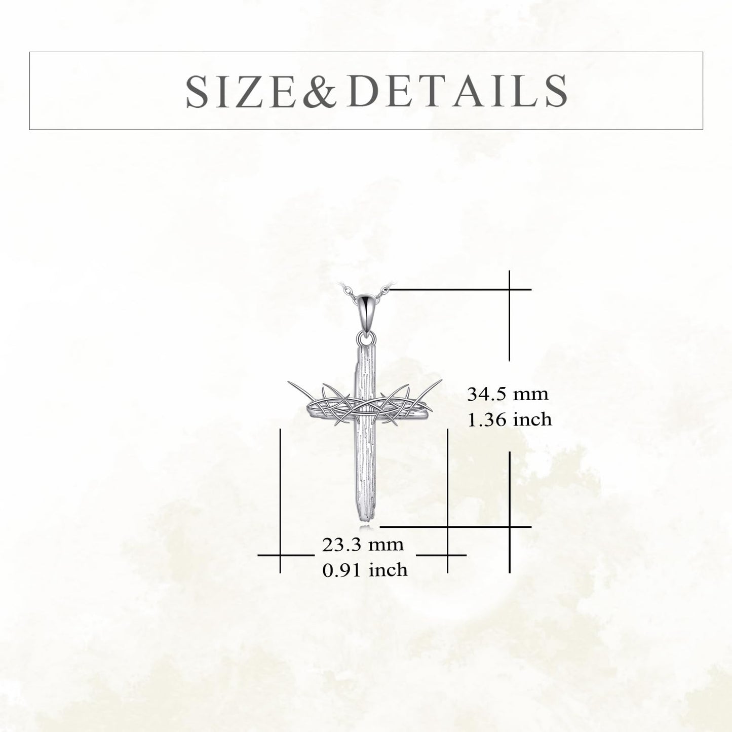YFN Thorn Cross Necklace Sterling Silver Thorn Cross Pendant Necklace Christian Jewelry for Women Catholic Gifts for Women