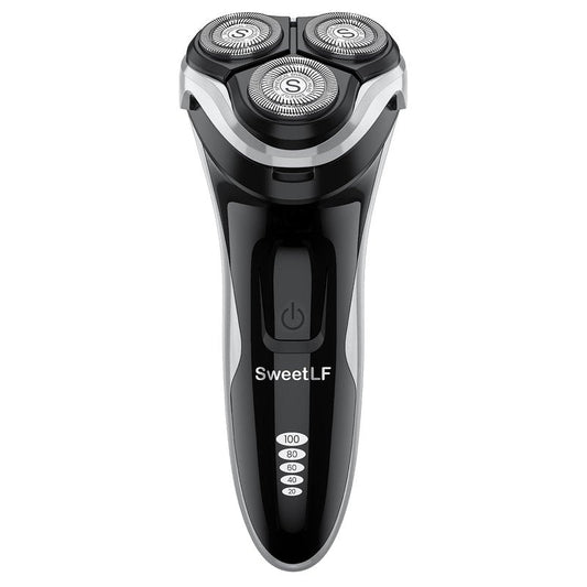 Electric Razor for Men, SweetLF Cordless 3D Rotary Shaver, Waterproof Wet & Dry, Type C Charging, Plug & Play, Rechargeable with Pop-up Trimmer, Black