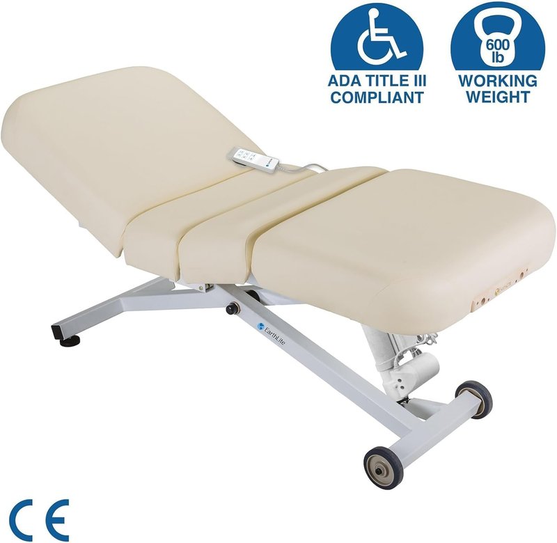 EarthLite Ellora Electric Lift Massage Table - Manual Tilt, USA-Made, 32" x 73", Vanilla Crème