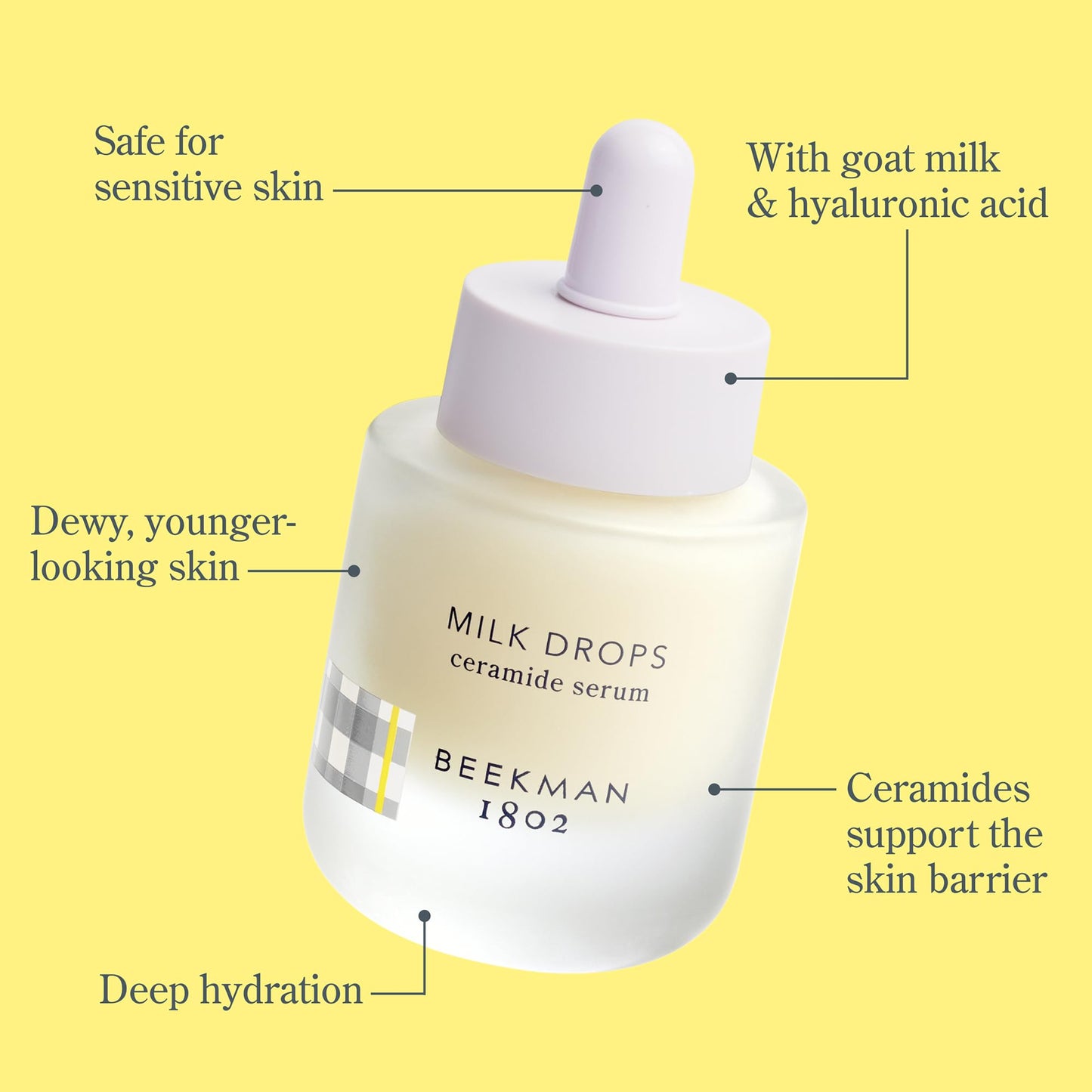 Beekman 1802 Milk Drops Ceramide Face Serum – Hydrating Barrier Serum with Goat Milk, Ceramides, Squalane & Hyaluronic Acid – Lightweight, Fragrance Free – For Oily & Acne-Prone Skin – 1 fl oz
