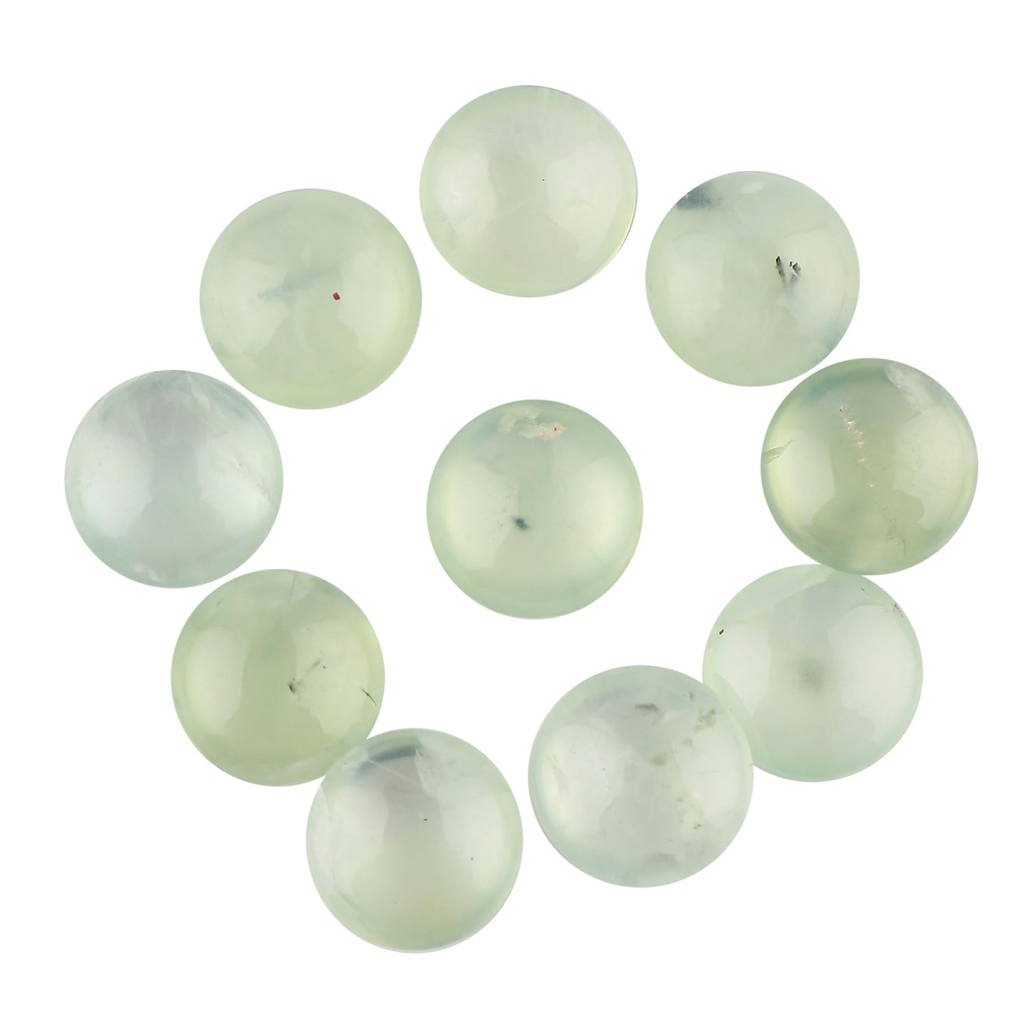 ColouredRocks Prehnite (35cts) (10pcs) (10mm) Natural Cabochon Crystals, Loose Gemstone, Wholesale Polished Supply, Jewelry Making, Chakra Healing Stone, DIY Craft, Gem Collection