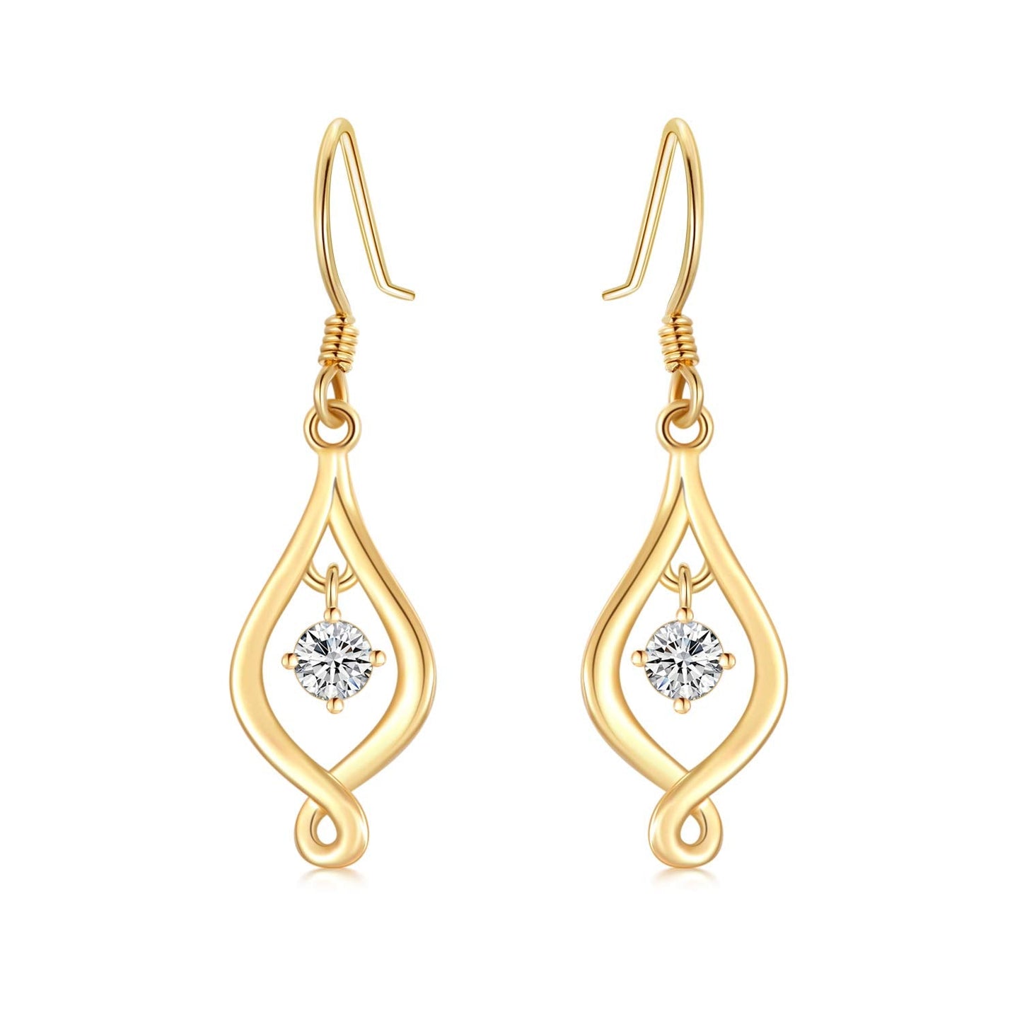 SISGEM 10K Solid Gold Infinity Drop Earrings for Women,Yellow/White Gold Moissanite Infinite Love Dangles Earrings Birthday Gifts for Wife Mom