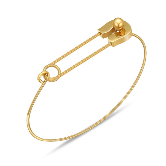 AILUOR Fashion Safety Pin Hook Bangle Bracelet, Vintage Punk Classic Simple Love Bracelet Jewelry Unisex (Gold)