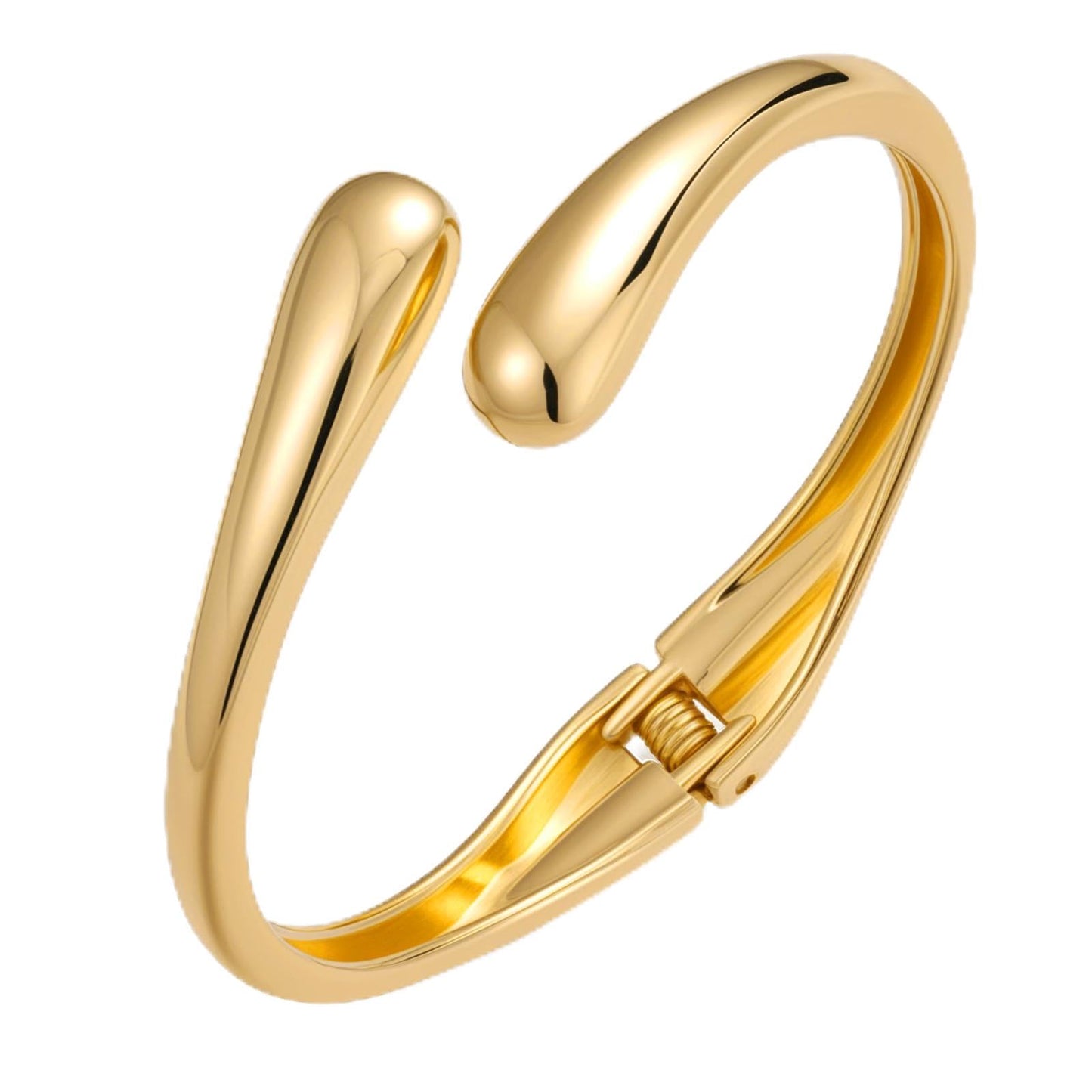 Yowivon Gold Bangles for Women, Fine Teardrop Gold Bracelet, Twisted Hinged Open Bangle Bracelets for Women, Non Tarnish Wrist Cuff, Trendy Jewelry Gifts for Christmas Valentine Birthday