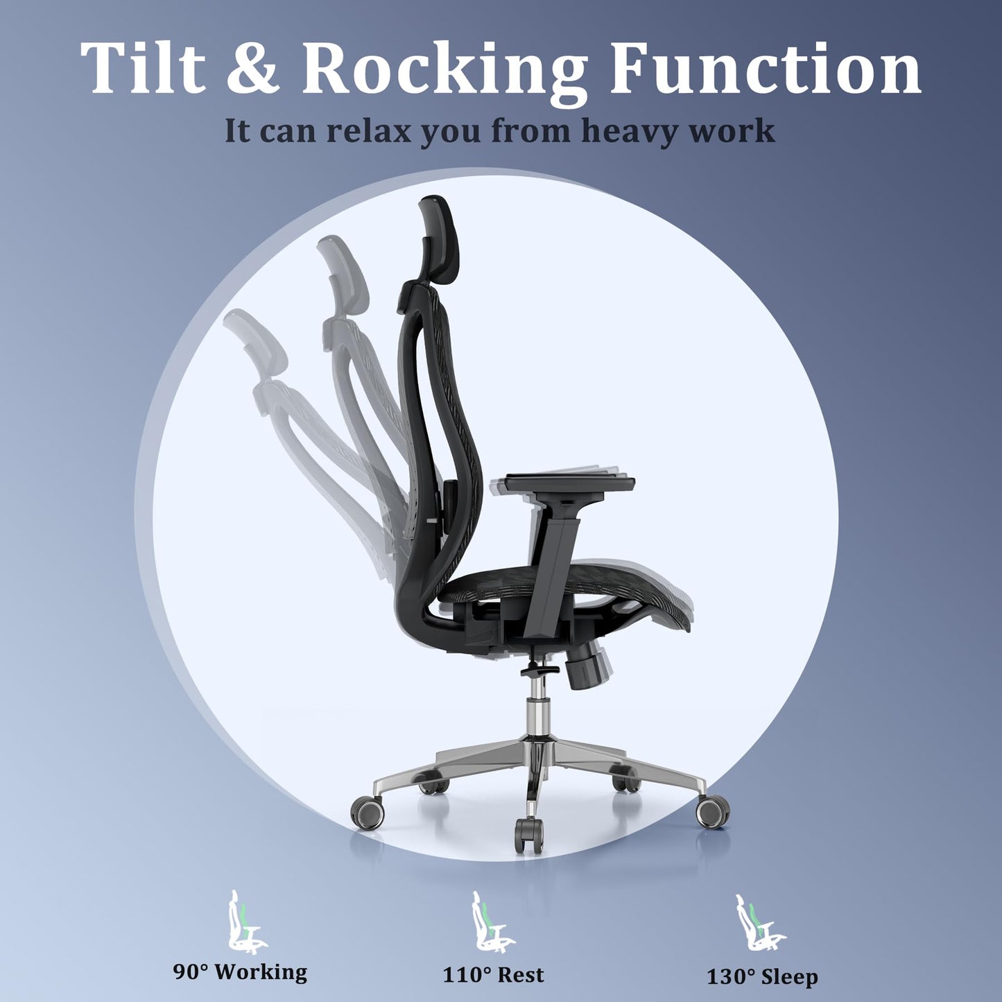 Logicfox Ergonomic Office Chair for Long Hours – Advanced Lumbar Support, 3D Adjustable Armrests & Headrest, High-Back Mesh Chair Designed for 8–10H Daily Comfort (Up to 300 lbs)