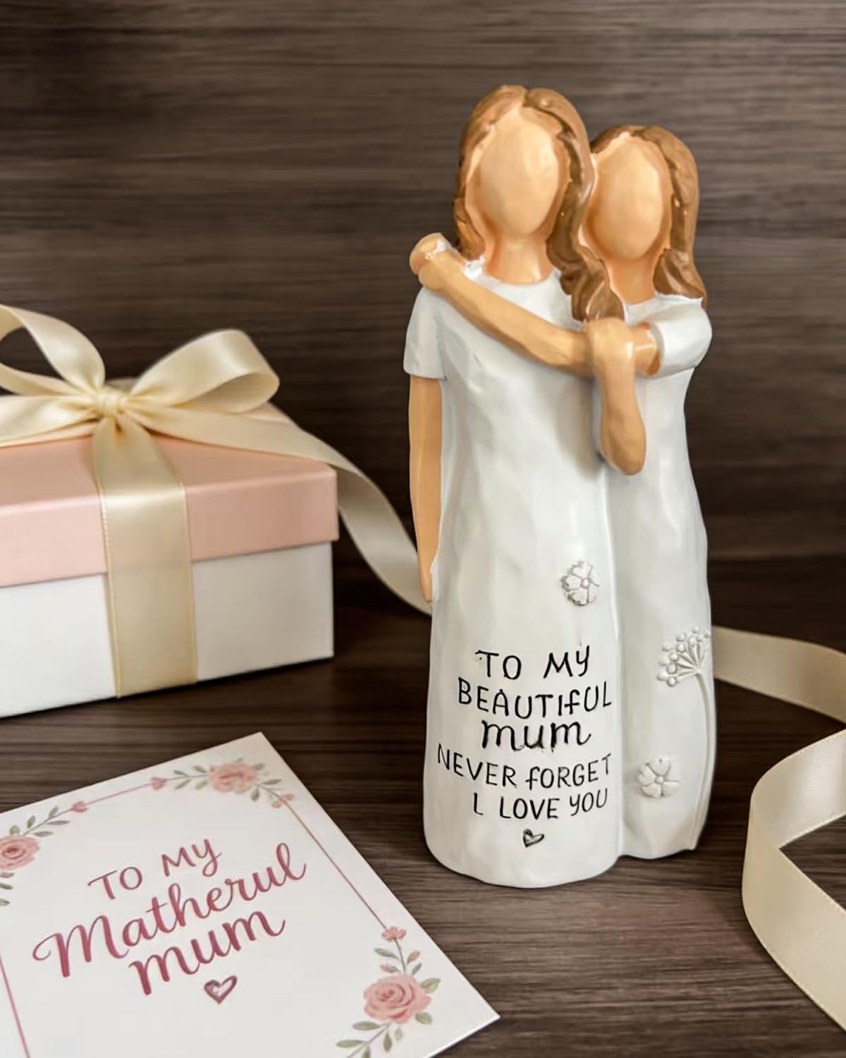 Weflye for Mom Figurine, Hand-Painted Resin Sculpture from Daughter with Heartfelt Cards, Gifts for Mom, Sentimental Keepsake for Birthday Christmas Mother of the Bride