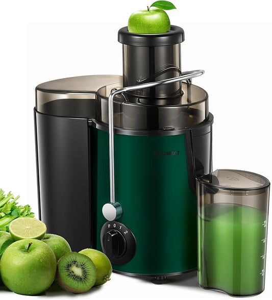 Juicer Machine, HOUSNAT Centrifugal Juicer,Extractor Max Power 800W Juice, 65MM Chute for Whole Fruit and Vegetables, Juice Extractor with 3 Speeds Quick Juicing, Easy to Clean, BPA Free, Green