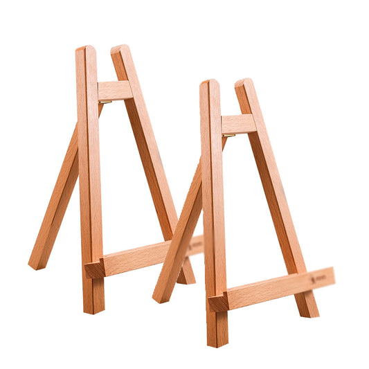 2 PCS Wooden Easel for Artists, Mini Wood A-Frame Easel Small Art Desktop Easel Stands for Displaying, Painting and Draw