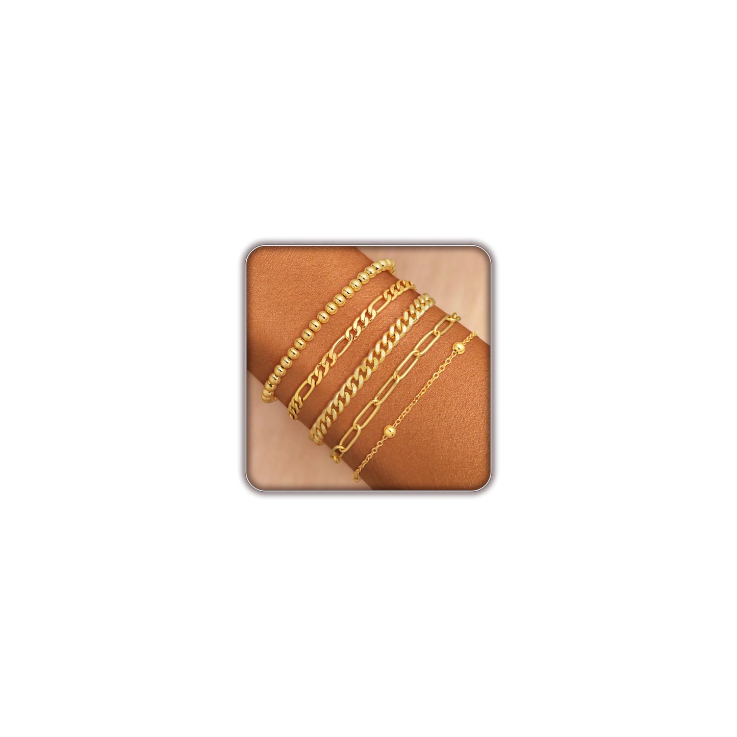 Gold Bracelets for Women, Dainty 14K Gold Plated Bracelet Stack for Women Trendy CZ Tennis Paperclip Cuban Chain Stackable Adjustable Waterproof Link Bracelet Jewelry Set Fashion Accessories Gifts