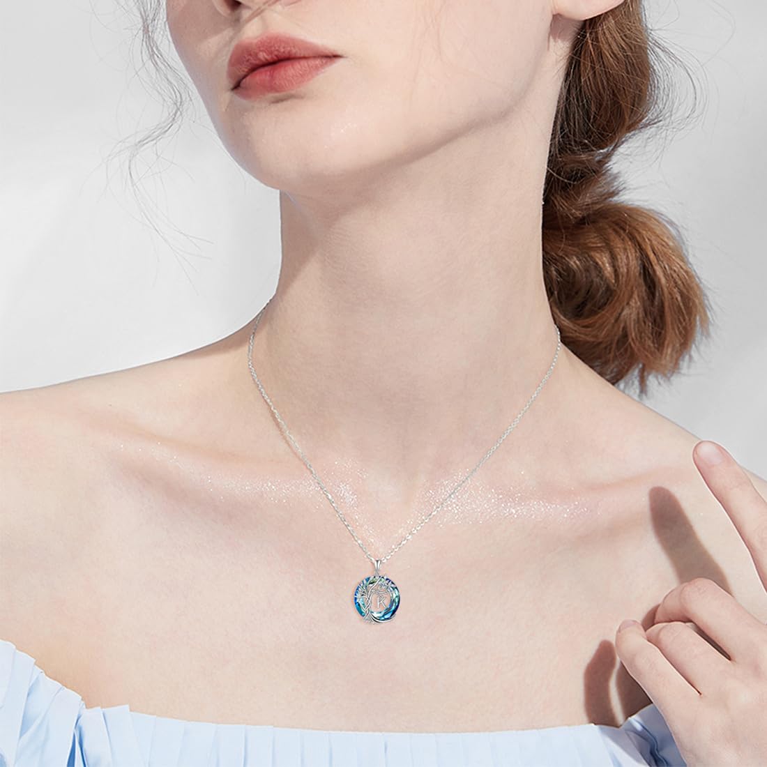 TOUPOP Tree of Life Initial Necklace Gifts for Women Sterling Silver Initial K Letter Jewelry Irish Crystal Pendant Birthday Gifts for Women Her Mom Wife Daughter