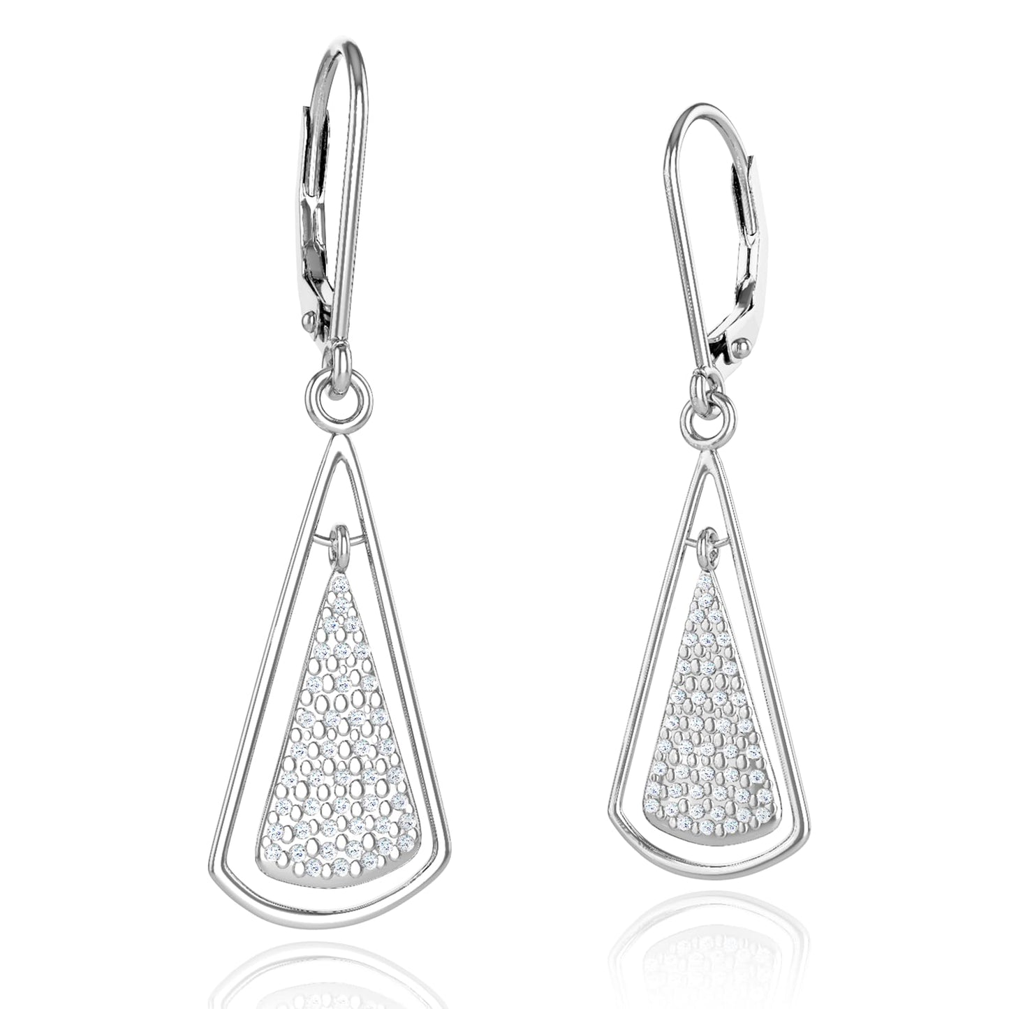 Hypoallergenic Silver Leverback Earrings for Women, Sparkly Teardrop Dangle Earrings, Lightweight, Tarnish-Resistant, Nickel-Free, Perfect for Work, Parties & Gifts