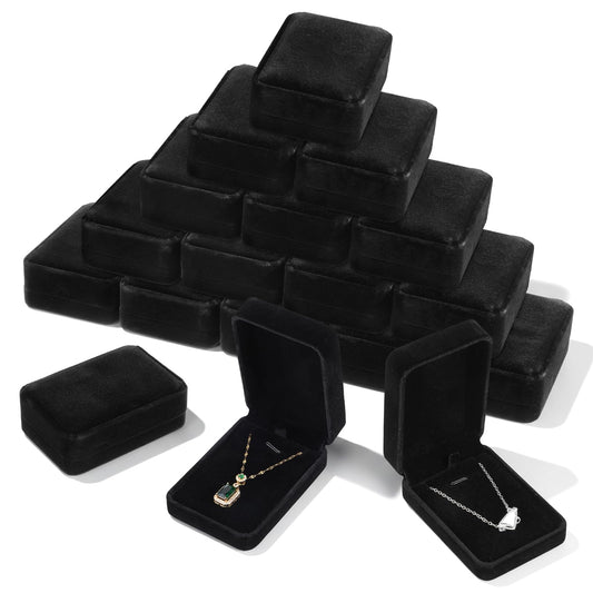 20 Pcs Necklace Pendant Box Velvet Jewelry Storage Display Case Ring Earring Pendant Jewelry Boxes Pearl Necklace Holder Gift Boxes for Christmas Wedding Engagement Birthday Anniversary(Black)