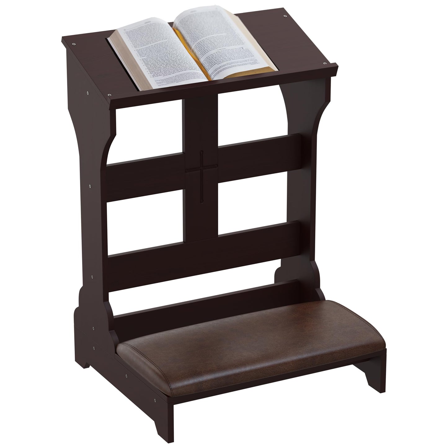 Gtouse Wooden Prayer Bench for Kneeler Prayer, Prayer Table at Home with Cushion Pad, Church Kneeling Stand Stool, Padded Prayer Chair Shelf for Kneeling at Home and Church