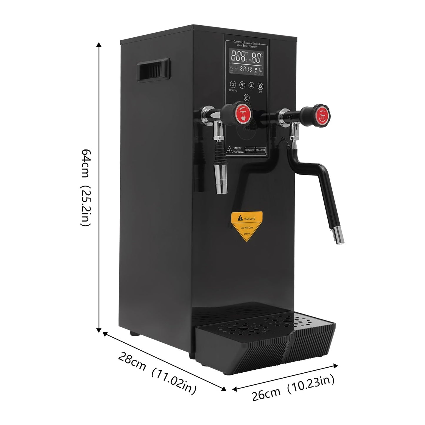 Commercial Milk Frother, 3KW 12L Multi-Purpose Full-Automatic Steam Boiling Water Frothing Machine Steam Milk Frothing Machine with 12H Timing Function for Tea Coffee Dessert Milk (BLACK)