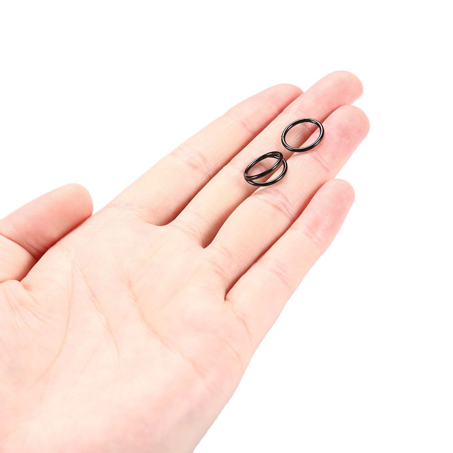 Nose Rings 18 Gauge Nose Ring Hoop Earrings For Women 18g Nose Hoop Black 8mm Septum Jewelry Surgical Steel Septum Ring Septum Clicker Lip Rings Helix Earring Double Hoop Cartilage Earring