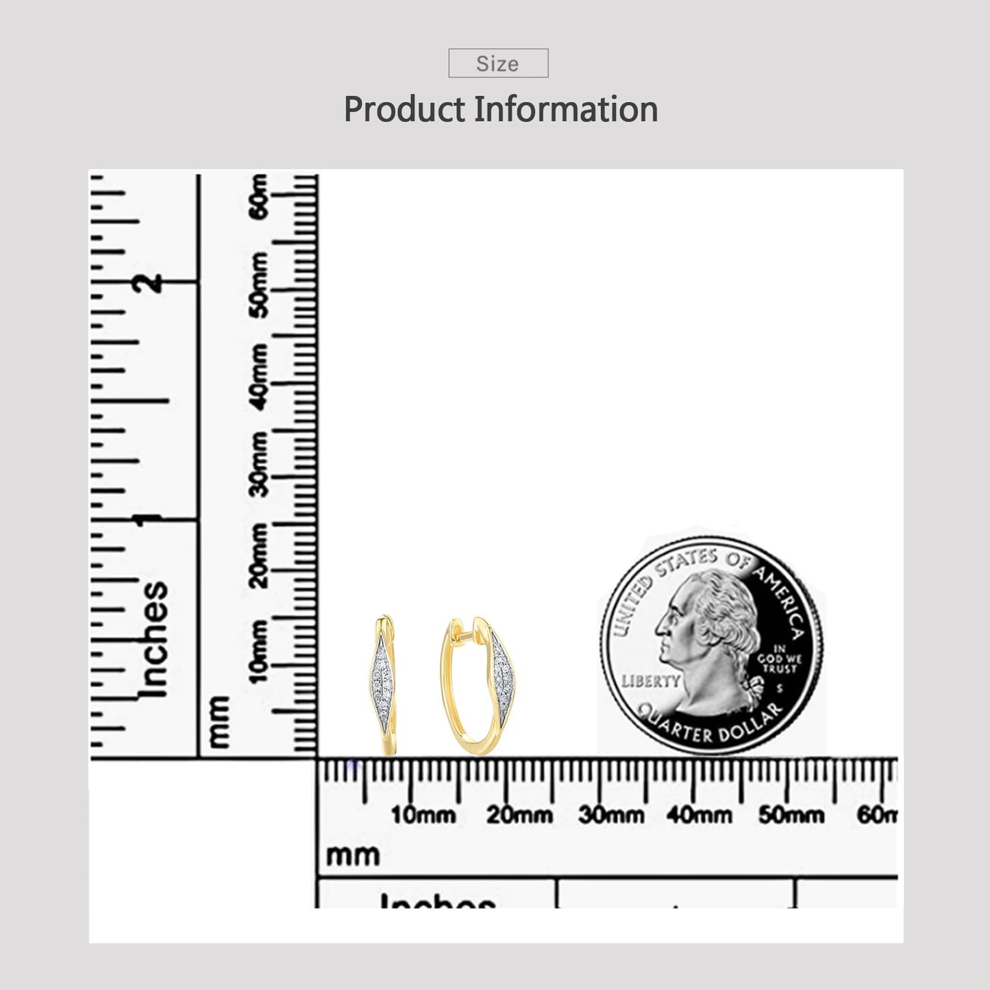Santuzza 10K Yellow Solid Gold Marquise Shape Earrings Genuine Diamond Simple Huggie Hoop Earrings for Women