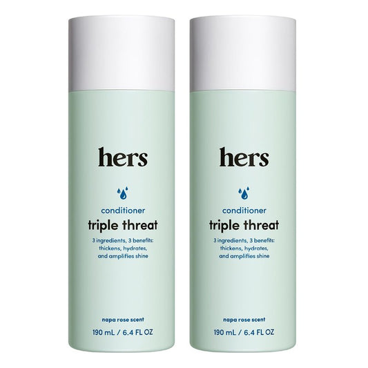 hers Triple Threat Conditioner - Amino Acid, Argan Oil, & Coconut Oil Formula - Moisturizing Conditioner for All Hair Types - Color-Safe & Sulfate-Free - Napa Rose Scent - 6.4 Fl Oz, 2 Pack