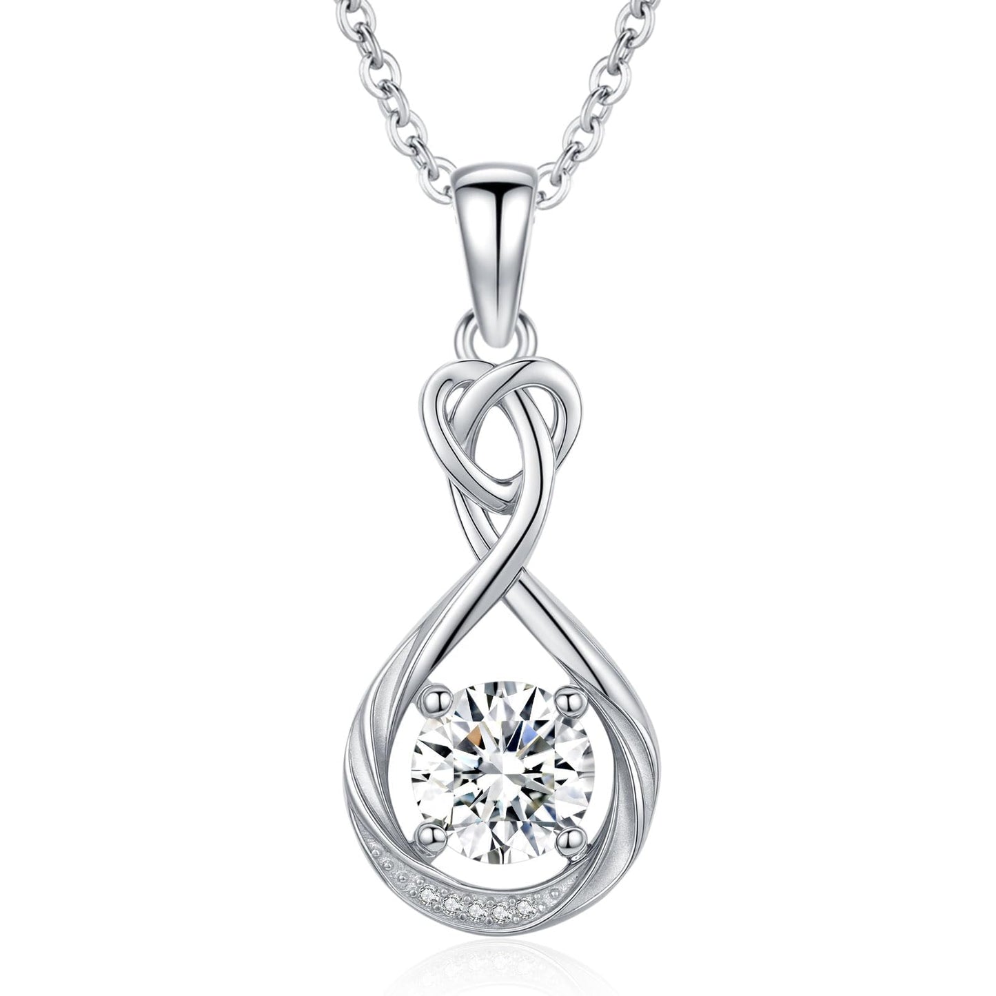 2 Carat Moissanite Necklace 925 Sterling Silver Jewelry AAAAA Cubic Zirconia Infinity Heart Pendant Necklace Best Gifts for Mom Women Girlfriend Grandma Friend Lover Her Wedding Birthday Anniversary