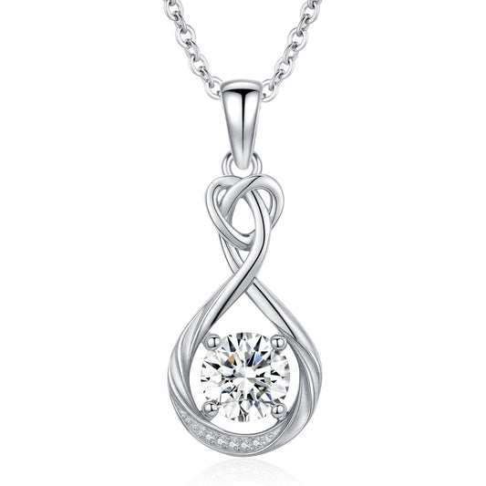 2 Carat Moissanite Necklace 925 Sterling Silver Jewelry AAAAA Cubic Zirconia Infinity Heart Pendant Necklace Best Gifts for Mom Women Girlfriend Grandma Friend Lover Her Wedding Birthday Anniversary