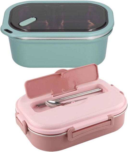 1200ml & 1500ml Lunch Box Food Lunch Containers with Spoon Chopsticks & Soup Bowl Adult Kids Bento Lunch Box with Tableware Removable Liner, for School Office Picnic