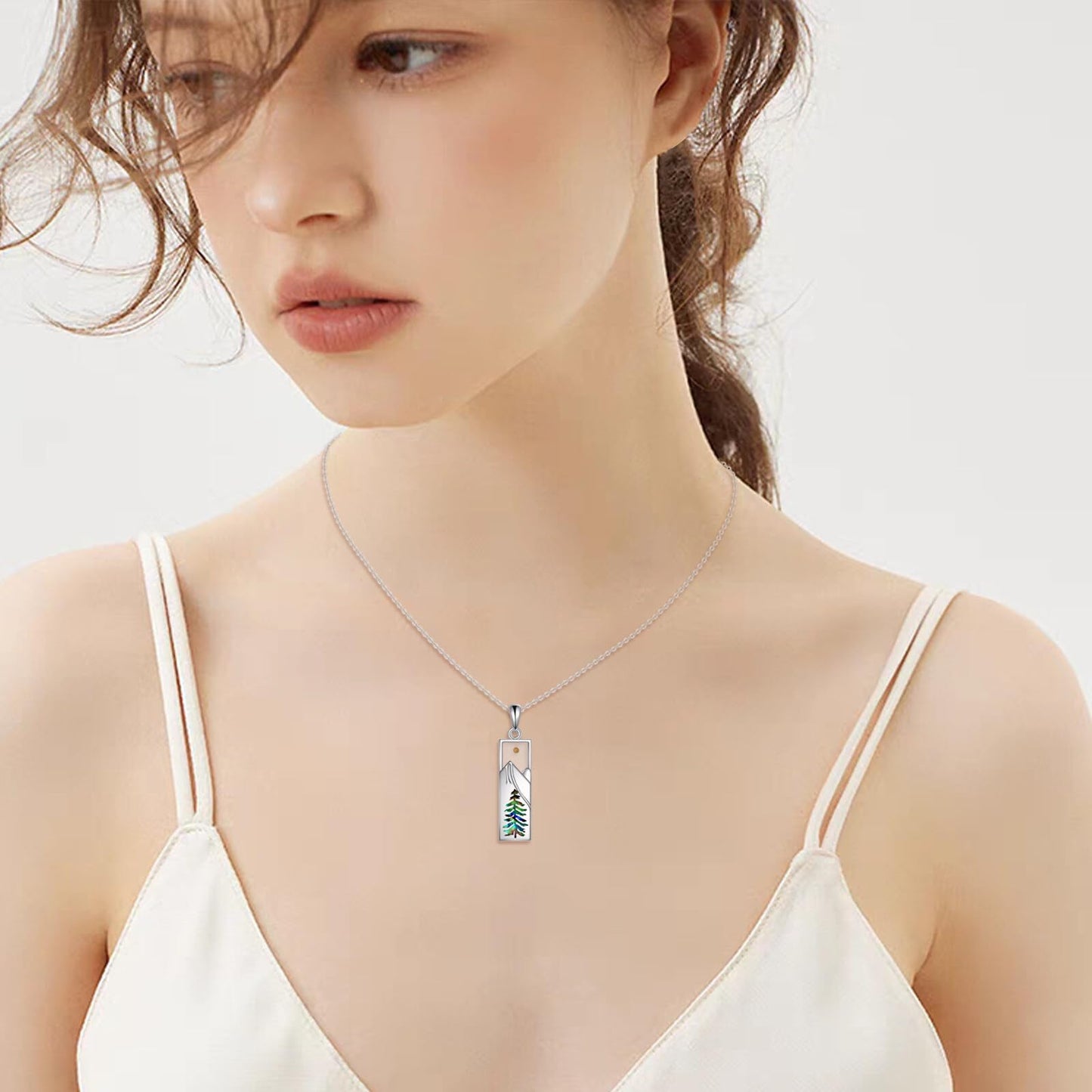 YFN Mustard Seed Mountain Necklace for Women Sterling Silver Nature Necklace Jewelry Gift for Skiers, Hikers, Campers, Climbers and Nature Lovers