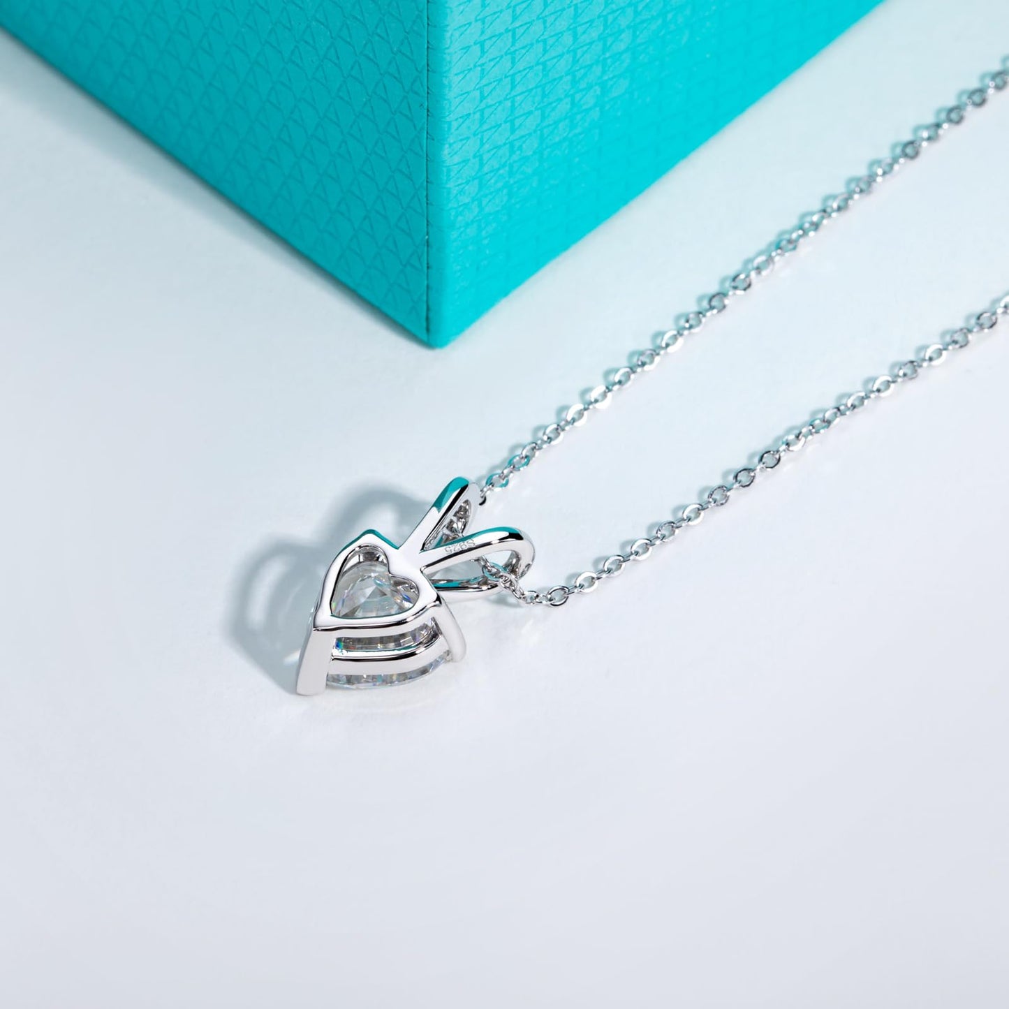 AnuClub Heart Shape Moissanite Pendant Necklace 2CT D Color VVS1 925 Sterling Silver Romantic Daily Wear Necklace for Women Wife Her with Certificate, 40+2+3cm Adjustable Chain
