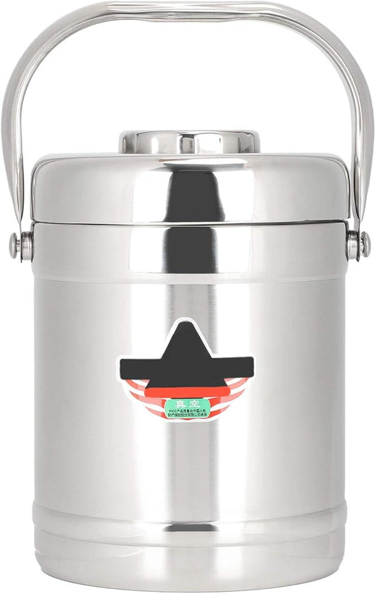 Vacuum-Insulated Food Jar, 1.8L Straight Shape Double-Wall Vacuum Insulated Lunch Box, Stainless Steel Hot Food Container and Lunch Container Bento Box for Food Flask Wide Mouth, Silver