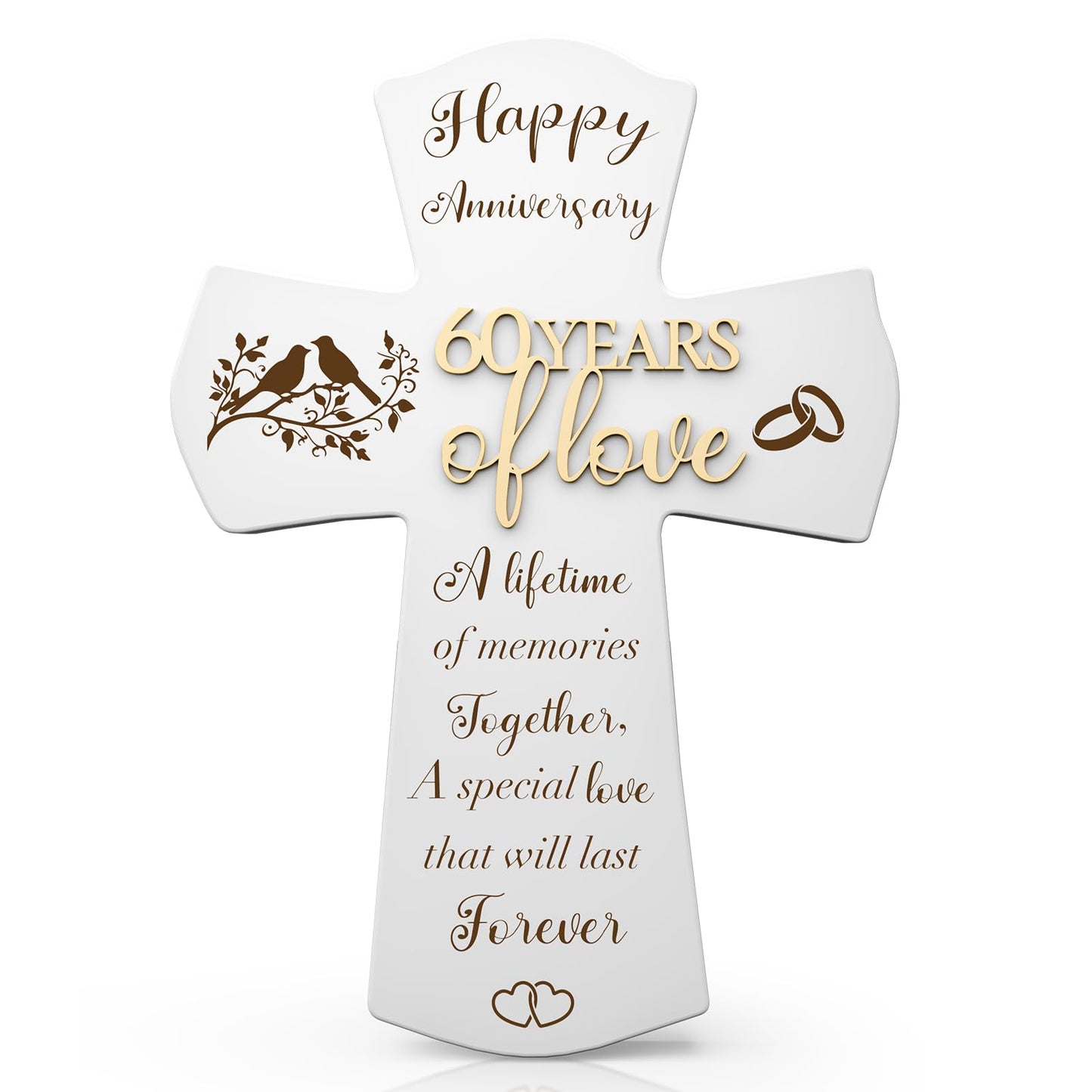 60th Anniversary Wedding Gifts for Wife Husband, Religious Cross Gifts for Women Men,60 year Romantic Anniversary Marriage Gift for Her,Him,Couple,Parents,Friends,Wedding Anniversary Decorations