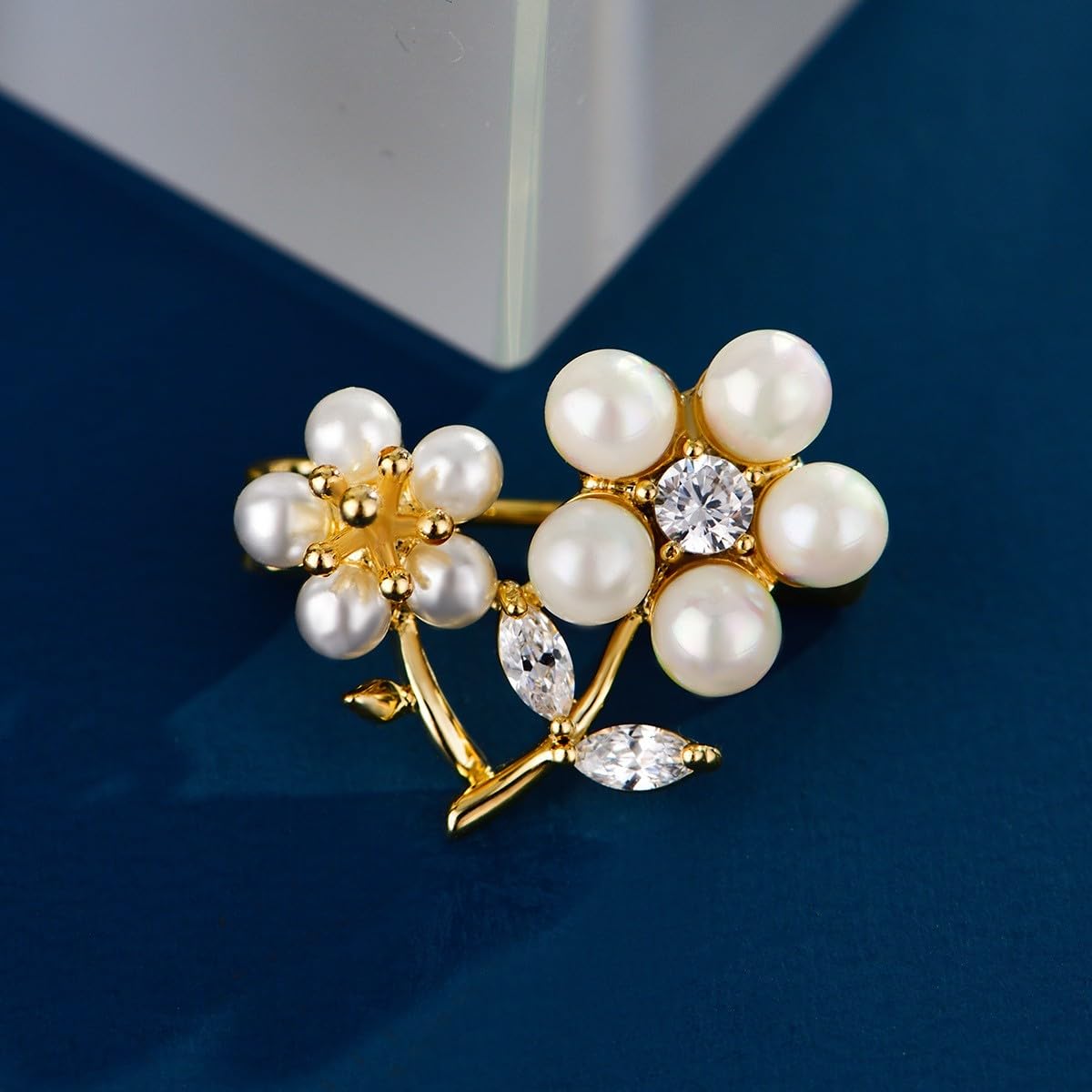 UNVAK Pearls Plum Blossom Brooches 18k Gold-plated Plum Brooch Pin Flowers Lapel Pin Jewelry Mother's Day Gift for Women Girls