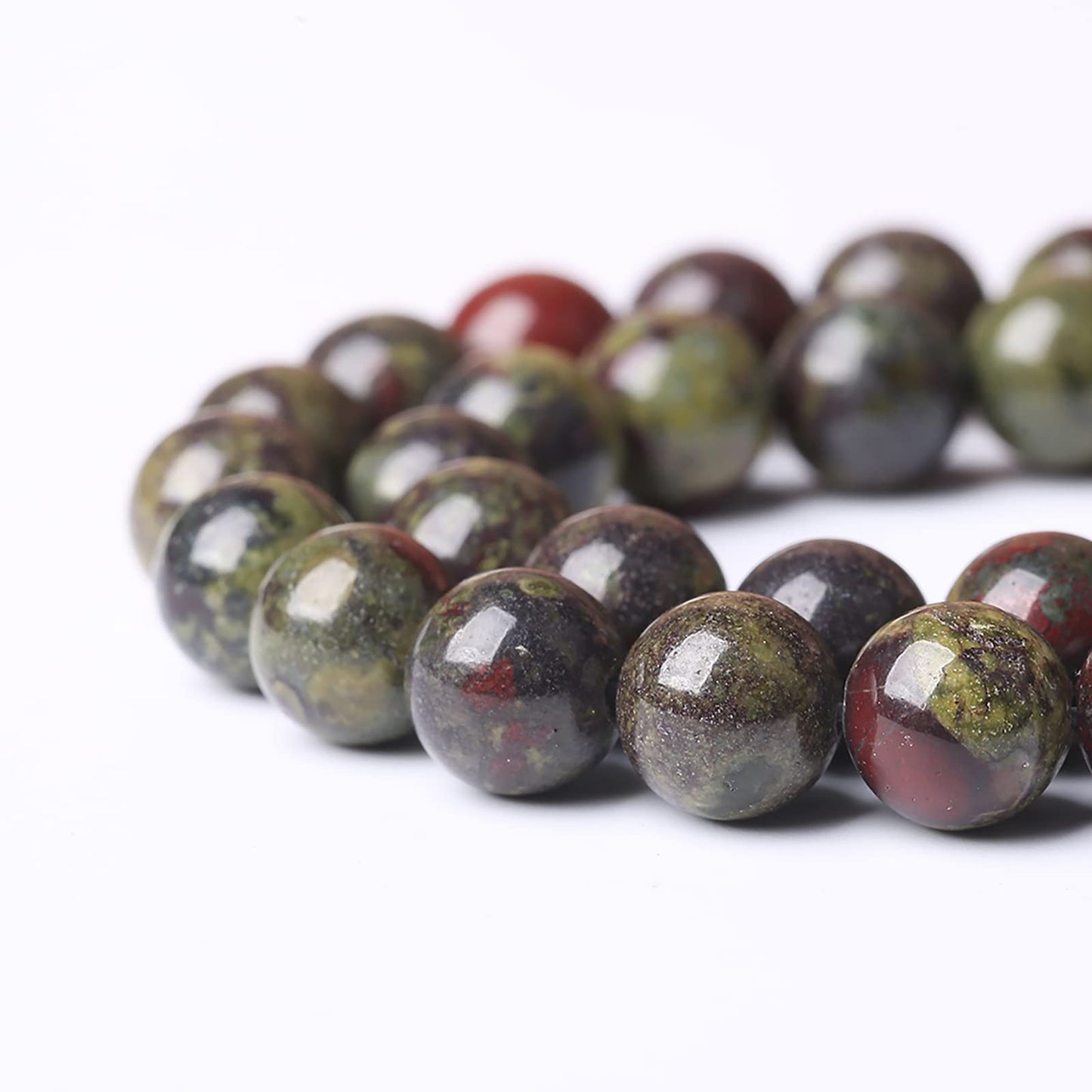 Natural Dragon Blood Jasper Beads Round Loose Energy Healing Stone Beads for Jewelry Making DIY Bracelet 10mm 38pcs 15 Inch