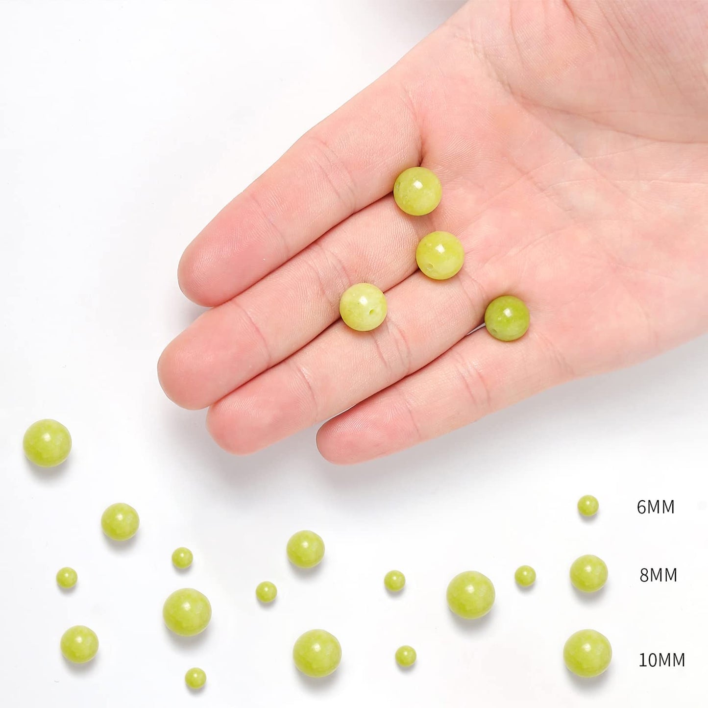 35pcs 10mm Peridot Loose Beads for Jewelry Making, Natural Semi Precious Beads Round Smooth Gemstone Spacer Beads Charms for Necklaces Bracelets