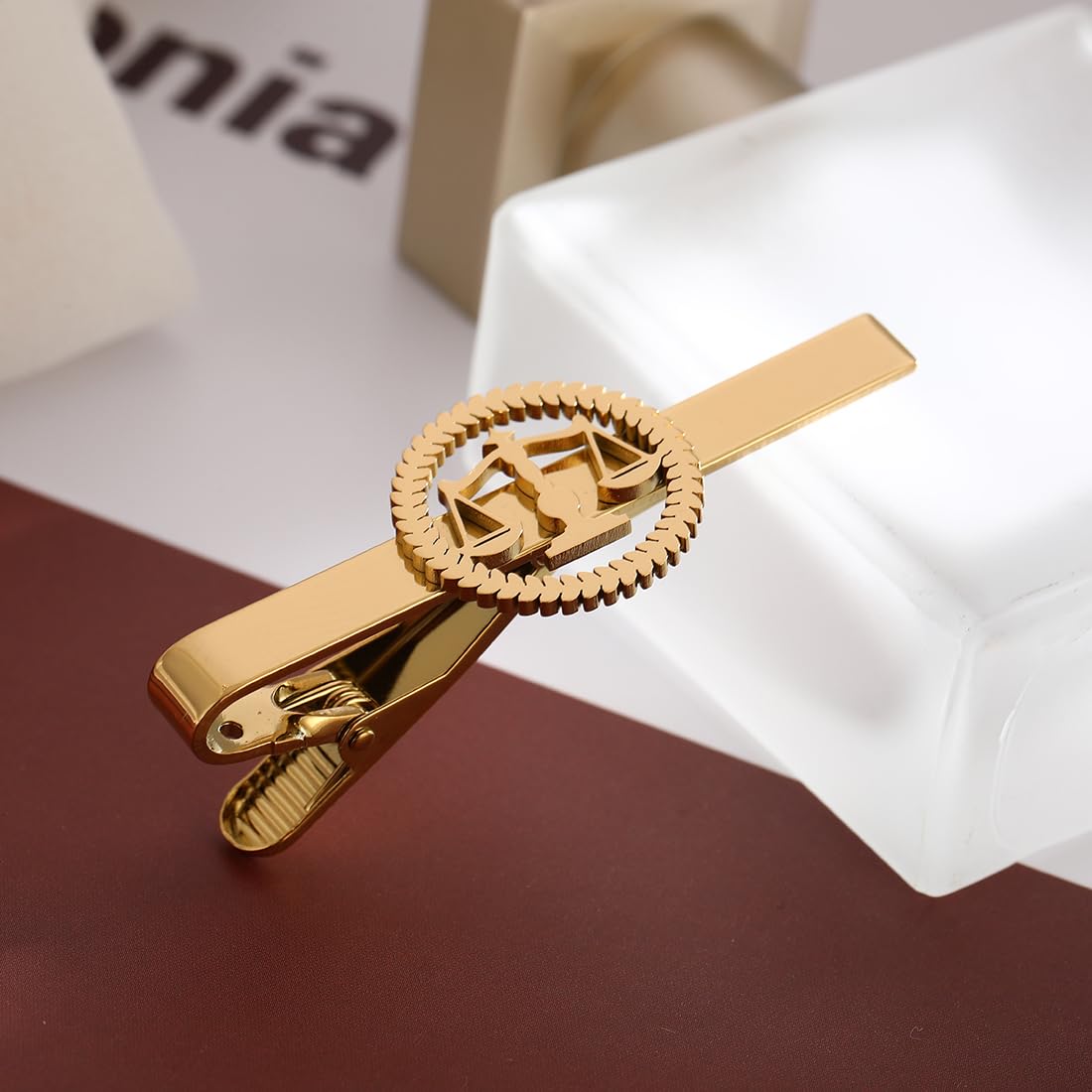 Metal Balance Badges Suit Brooch Libra Scales Brooches For Men (rose gold pin+tie clip+ cuff-link)