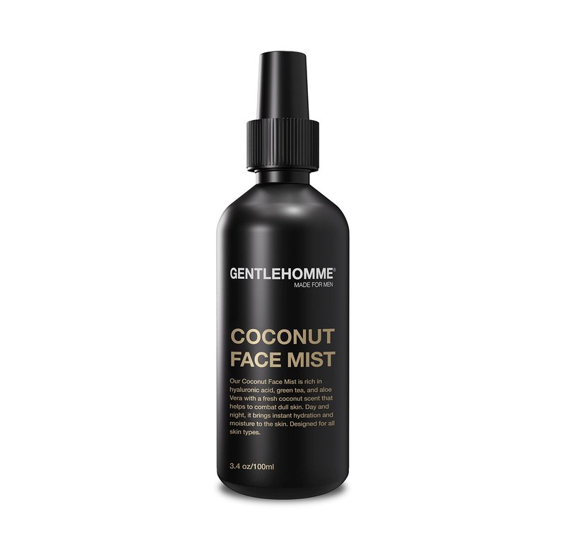 Gentlehomme - Coconut Face Mist - Men’s Facial Spray - with Hyaluronic Acid, Aloe Vera & Green Tea - Refresh, Moisturize & Hydrate - Use Day & Night - Safe for All Skin Types - Vegan - 3.4oz - 1 Pack
