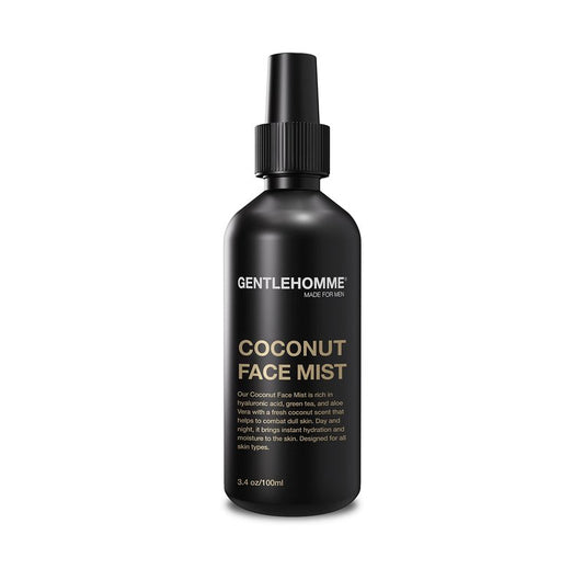 Gentlehomme - Coconut Face Mist - Men’s Facial Spray - with Hyaluronic Acid, Aloe Vera & Green Tea - Refresh, Moisturize & Hydrate - Use Day & Night - Safe for All Skin Types - Vegan - 3.4oz - 1 Pack