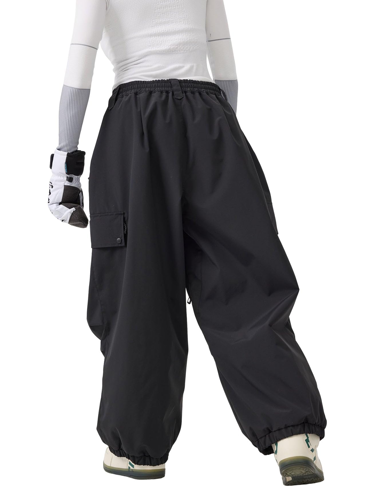 GSOU SNOW Women Men Baggy Ski Pants Loose Snowboarding Pants Snow Pant Insulated Waterproof Windproof Outdoor Sport Black