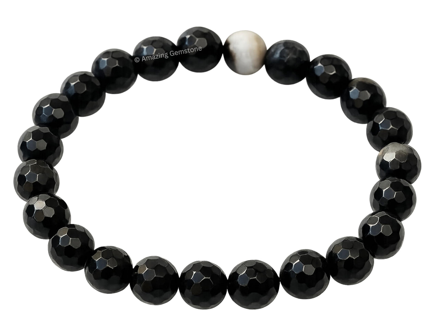 Amazing Gemstone Black Hakik Bracelet for Women - Chakra Mens Bracelet Protection Crystals and Healing Stones - Faceted Beaded Blessing Bracelet Spiritual Meditation Gift Christmas Stocking Stuffers
