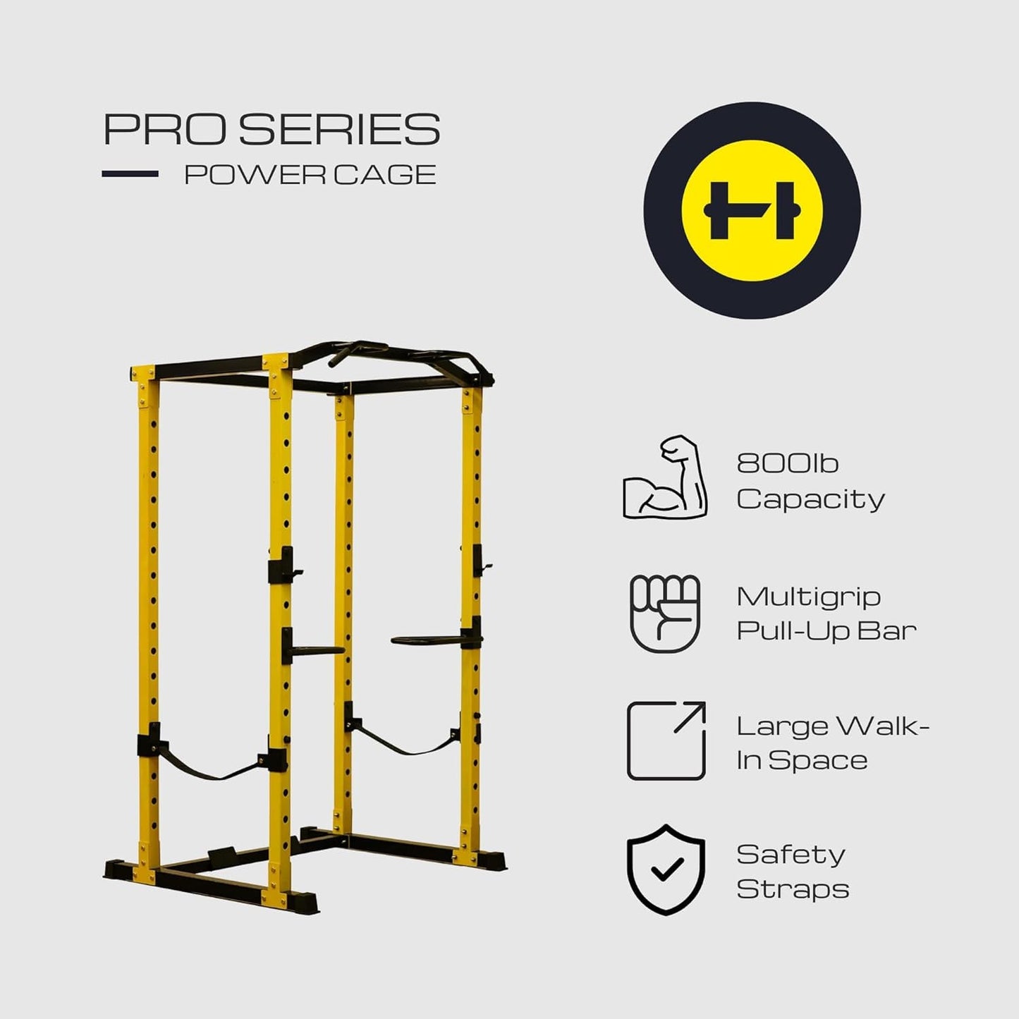 ELevon Power Cage Squat Rack for Home Gym - Multifunctional Exercise Equipment with Attachments, Black