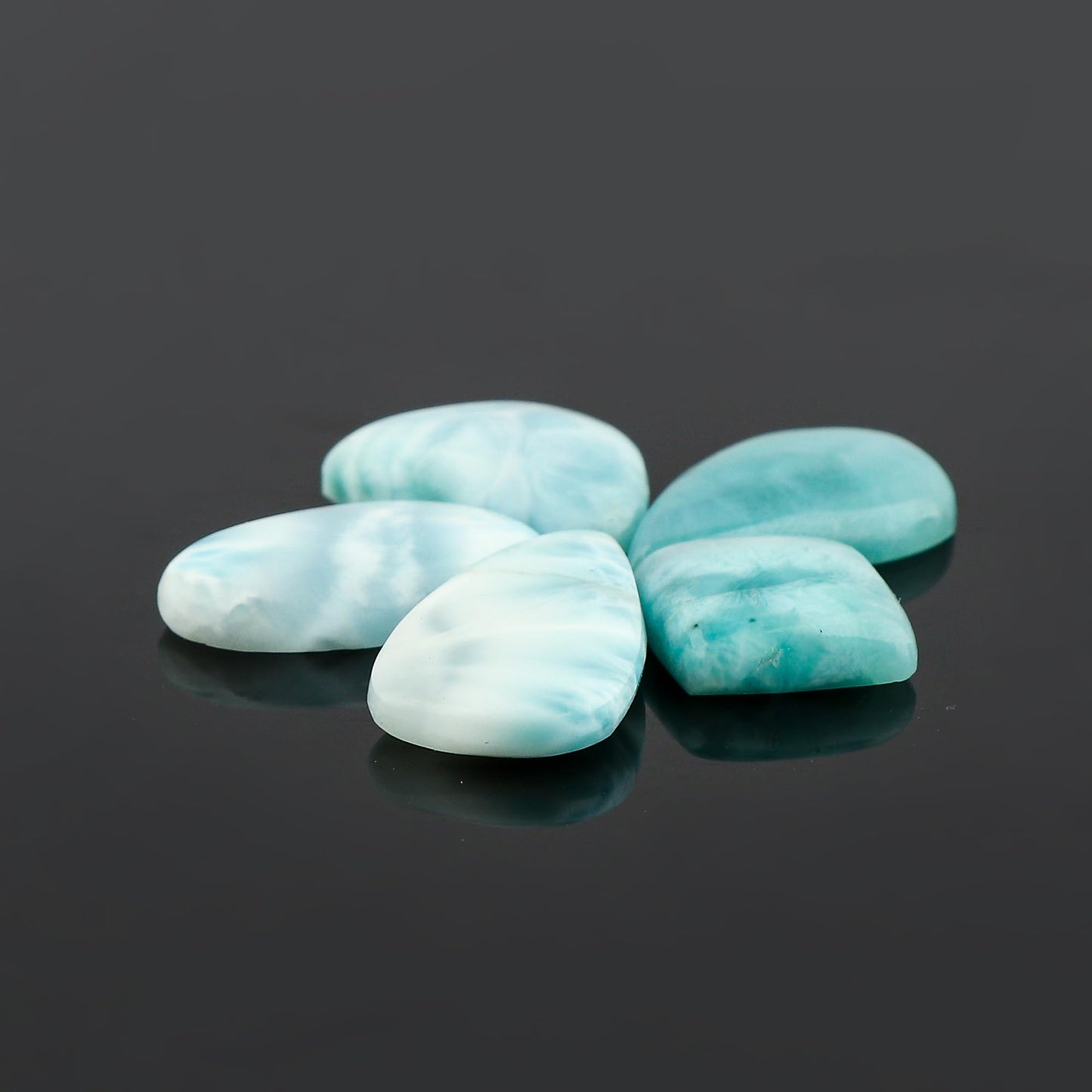 CRYSTALIS 5pcs Natural Larimar, Pectolite, Loose Gemstone, Wholesale Bulk Cabochons, Jewelry Making Supply, Chakra Healing Polished Stones, Wire Wrapping, DIY, Gem Collection, AA+ Grade