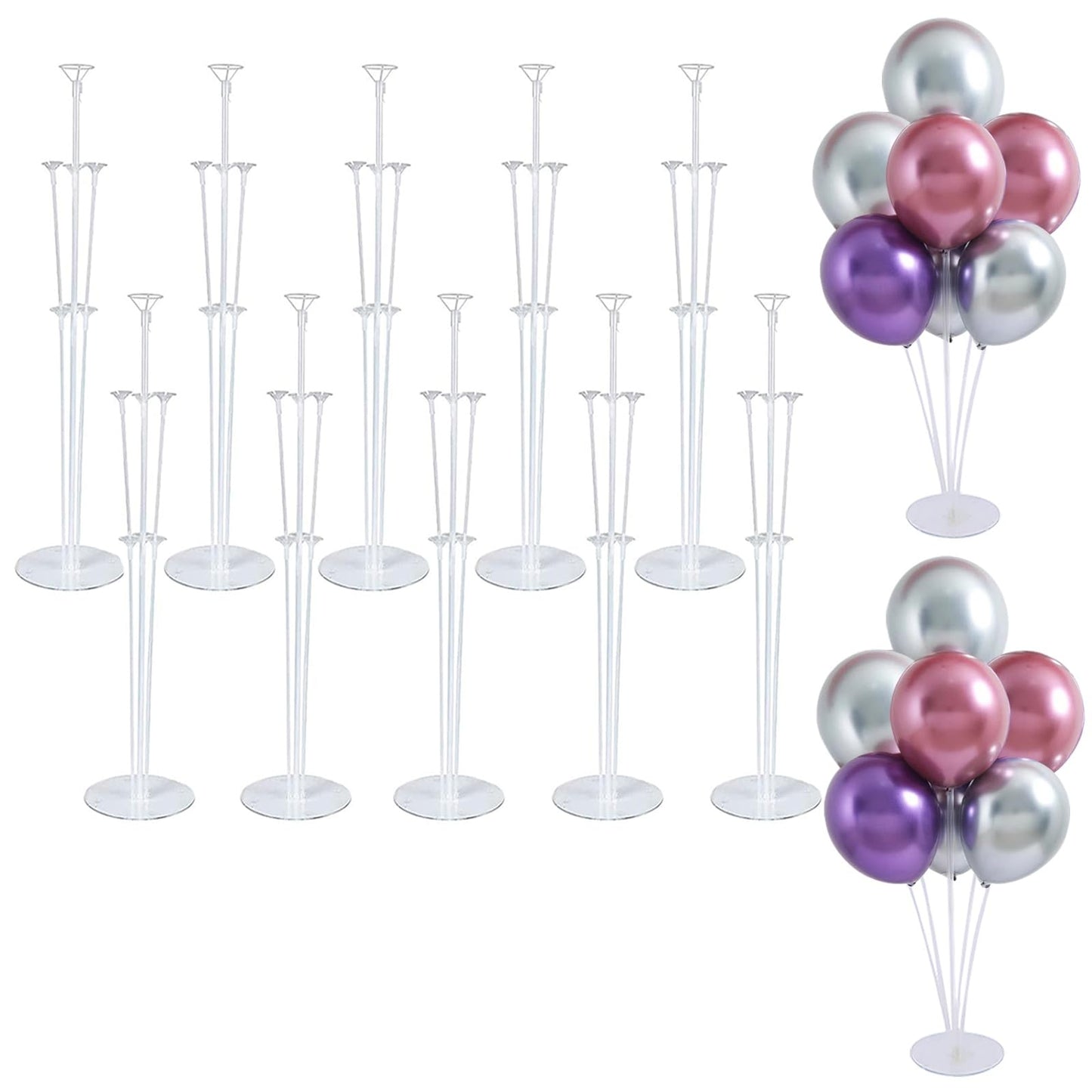 LOBUBT 10 Sets Balloon Stand Kits, Balloon Sticks Holder with Base for Table Centerpiece Graduation Birthday Baby Shower Party Decorations