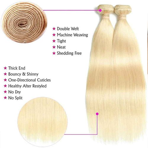Habiliana Bundles Human Hair 20 22 24 Inch Straight Blonde 613 Human Hair Bundles 11A Unprocessed Brazilian Virgin Quick Weave Hair Extensions for Black Women