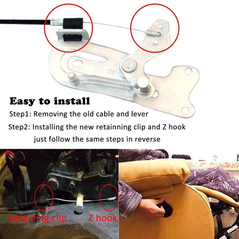 ttmagic 2Pcs Metal Recliner Handle Replacement Parts with Cable, Universal Sofa Chair Couch Release Lever Pull Handle, Fits Ashley and Most Recliner Sofa Brand, Exposed Cable Length 4.9"