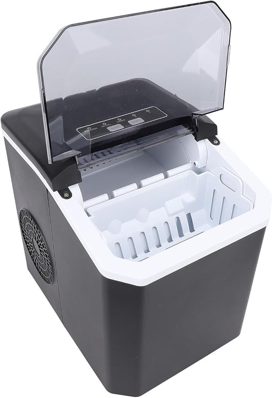 EVGATSAUTO Countertop Ice Maker Machine for Home, 9 Cubes in 6 Minutes, 1.3L Water Tank, Auto Ice Making, Portable with Clear Panel, Handle, Basket and Scoop