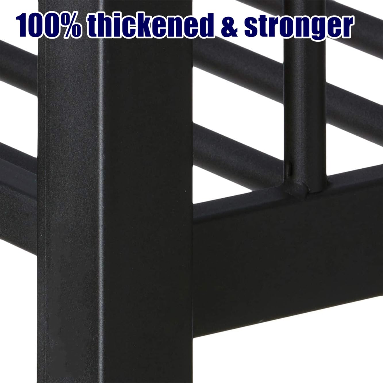 TIHWOALL Upgraded & Stronger Heavy Duty Metal Queen over Queen Bunk Bed with Twin Size Trundle, More Stable Safer Thickened Bunkbeds (Greater Weight Capacity) (Queen over Queen Bunk with Twin Trundle)