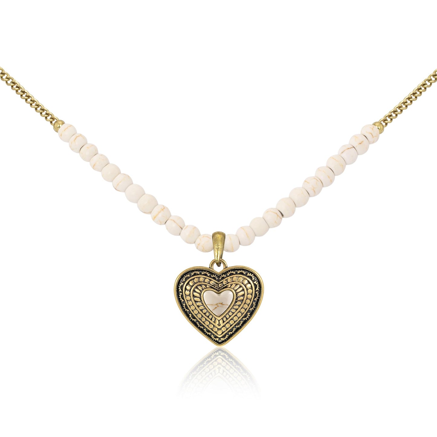 Montana West Wrangler Western Pendant Necklace for Women 14k Gold Silver Heart Statement Turquoise Cowgirl Vintage Trendy Fashion Jewelry WNS-2021G-WT