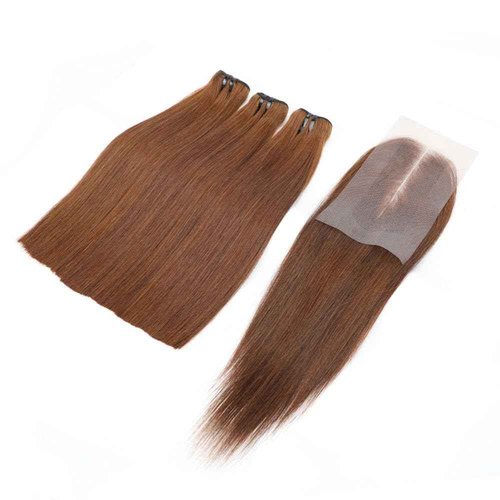 DreamPack Bone Straight Virgin Human Hair 3 Bundles with 2 * 6 Closure Raw Hair 15A Bundles 100% Unprocessed Premium Raw Hair for Women Natural Color (10"10"10" + 8", 33#)