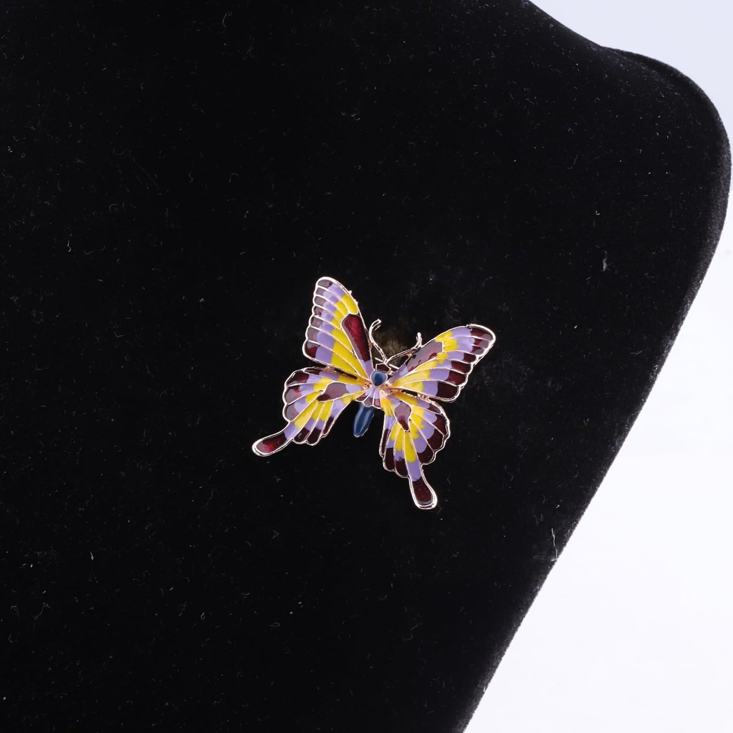 FEELMEM Crystal Rhinestone Butterfly Brooch Pin Blue Color Butterfly Brooches for For Women Wedding/Banquet/Birthday Party (yellow-3)