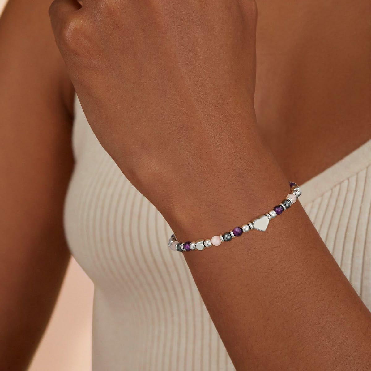 Pavkki Protection Bracelet for Women Gifts Empath Crystals Healing Emf Amethyst Hematite Jewelry Natural Stones