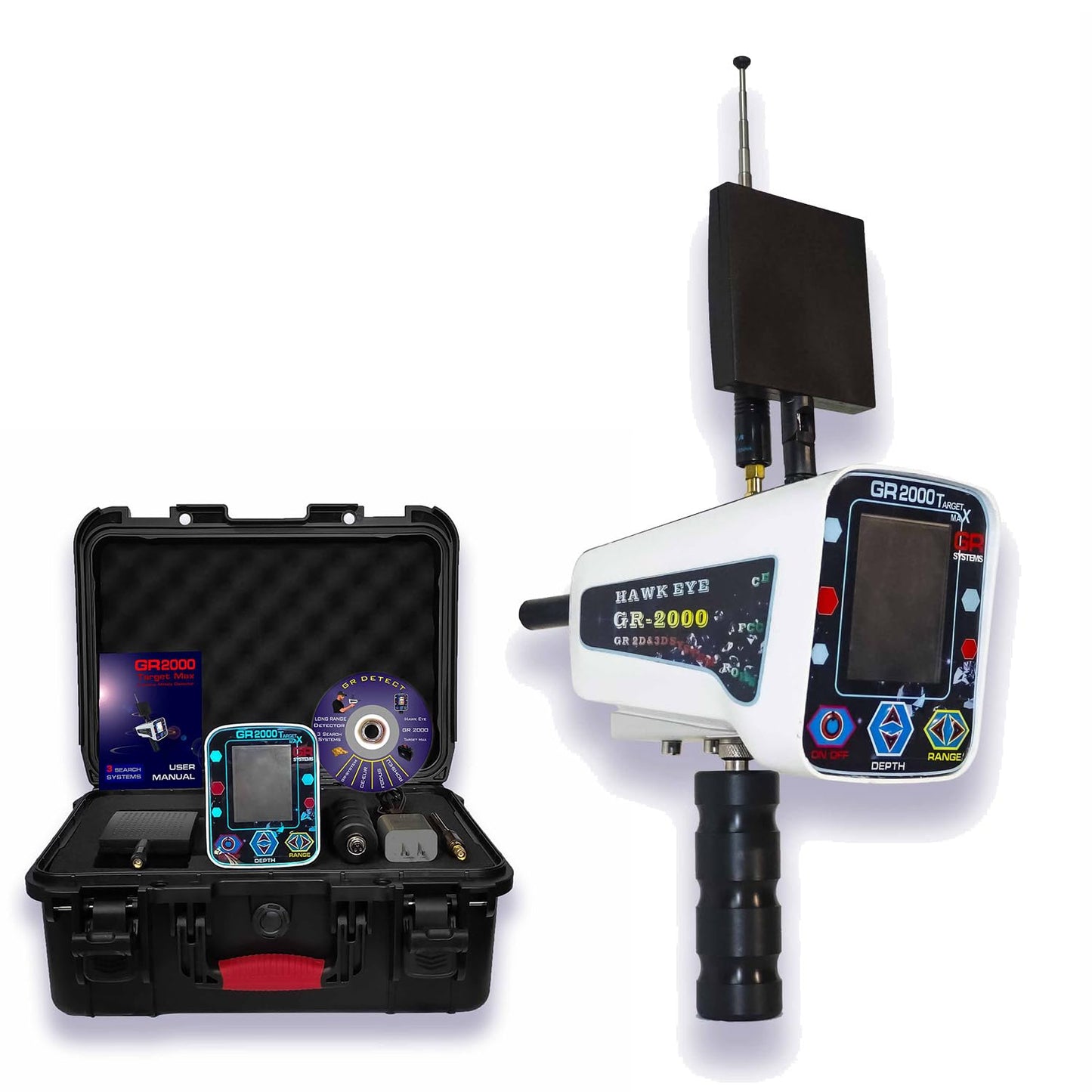 GR2000 Professional Waterproof Gold Metal Detector High Sensitivity Silver Copper Gems and Jade Hunter Diamond Ore Detector for Adults Advanced Gold Finder Tool for Treasure Explorers