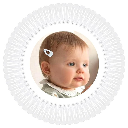 1Inch White Snap Hair Clips, 60Pcs Small Hair Clips for Little Girls, Baby Infant 3cm Candy Color Barrettes for Toddlers Hair Accessories